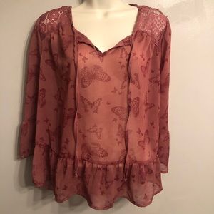 Self Esteem- Butterfly Print Blouse